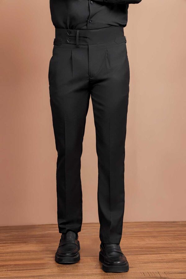 Black Split Two Buttoned Gurkha Trousers - Image 2