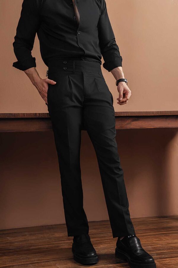 Black Split Two Buttoned Gurkha Trousers - Image 3