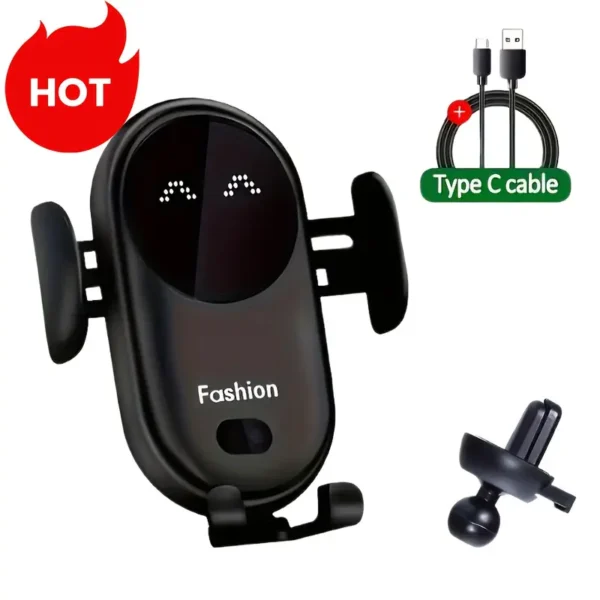 Fashion Silicone Car Air Vent Phone Holder, Automatic Infrared Induction Wireless Charger, USB Powered - Image 2