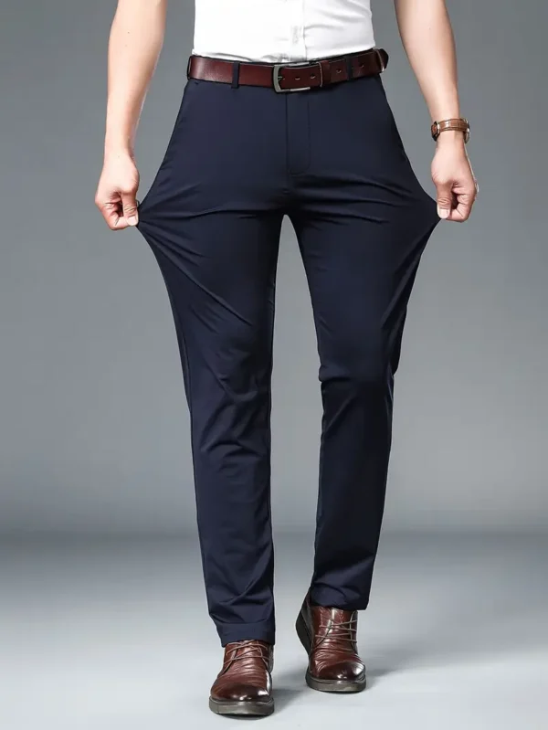 Men’s Solid Pants With Pockets, Casual Breathable Regular Fit - Image 5